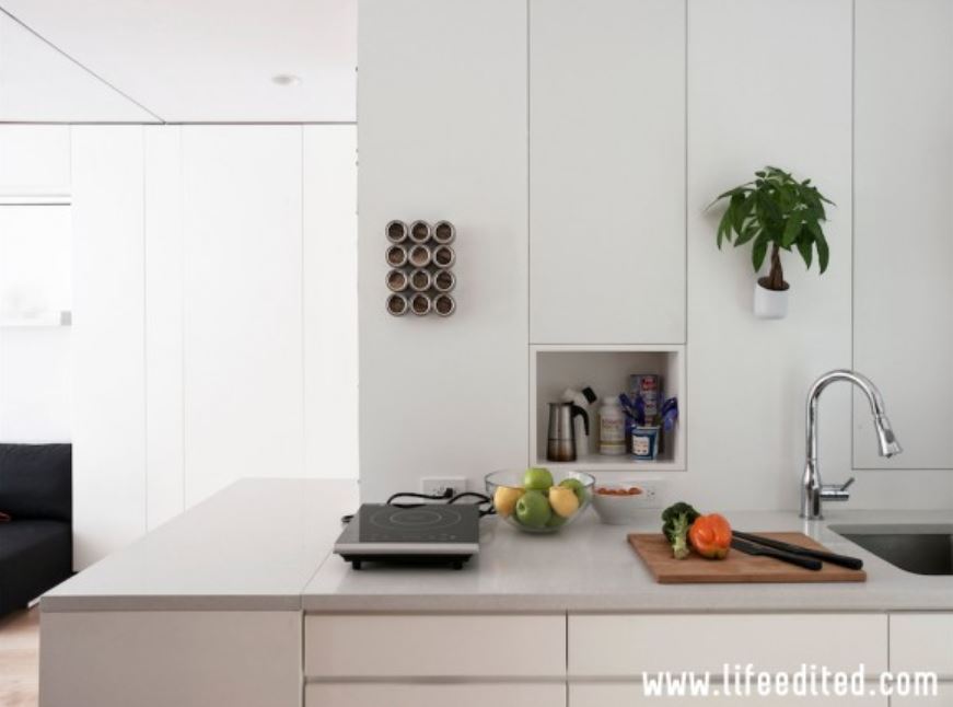 An all-white kitchen with Dekton countertops