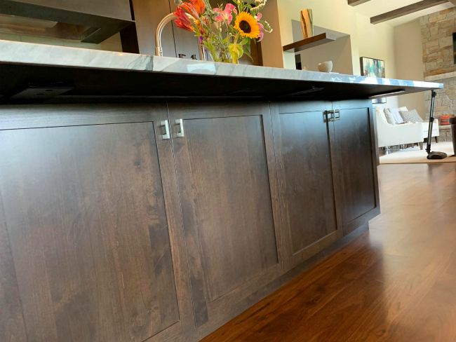 brown colored wood cabinets on countertop support base