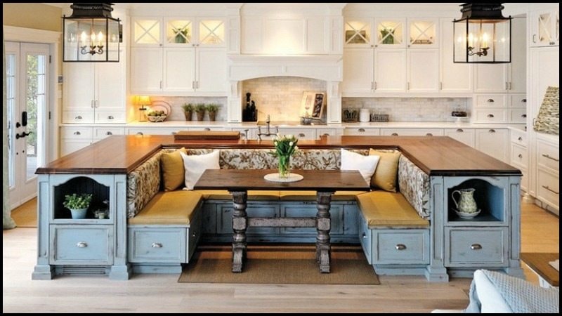 wrap around kitchen island table images