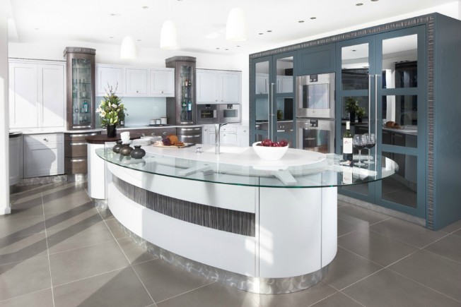 modern curved kitchen island