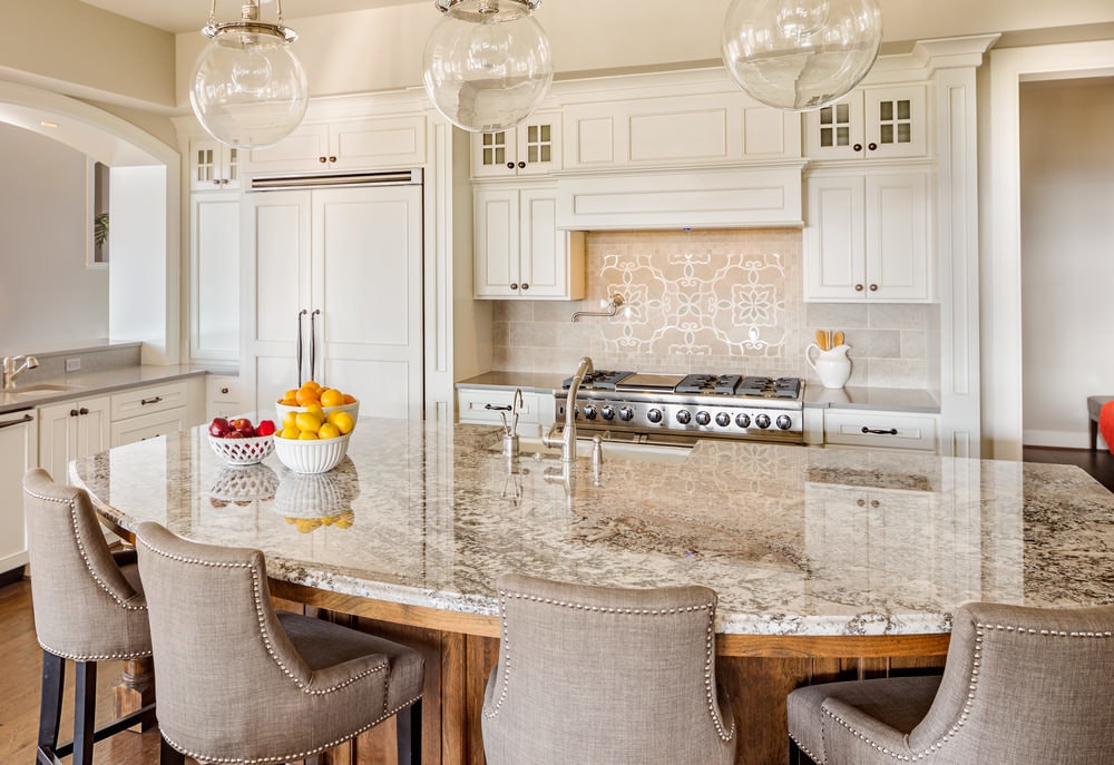 curved kitchen island with seating