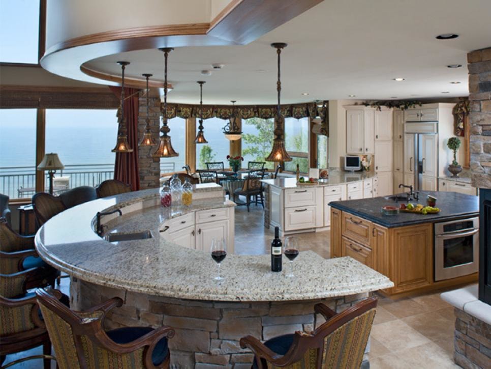 modern curved kitchen island