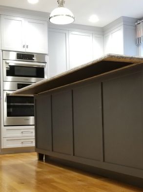 underside view of stone countertop with heating pad attached